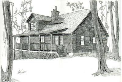 Maryland Cabin Drawing
